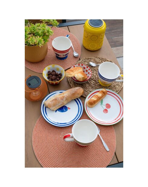 6 Assiettes plates en Porcelaine Le Petit Cabanon multicolore - D.26,5 cm