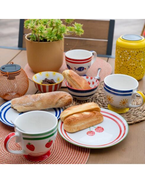 6 Assiettes plates en Porcelaine Le Petit Cabanon multicolore - D.26,5 cm