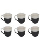 6 Mugs Japandi gris/noir - 9x5x10 cm