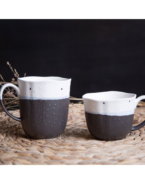6 Mugs Japandi gris/noir - 9x5x10 cm