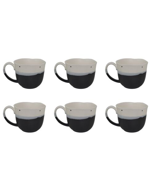 6 Tasses Japandi gris/noir -  200 ml