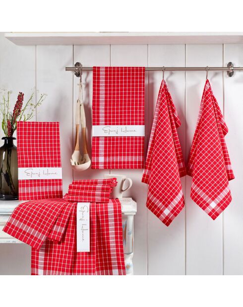 10 Torchons Küp rouge/blanc - 45x65 cm