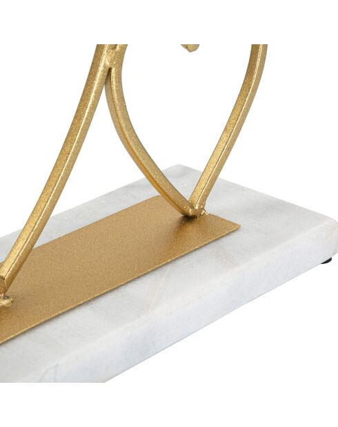 Portavelas en forma de corazón dorado/mármol - 30x9x20 cm
