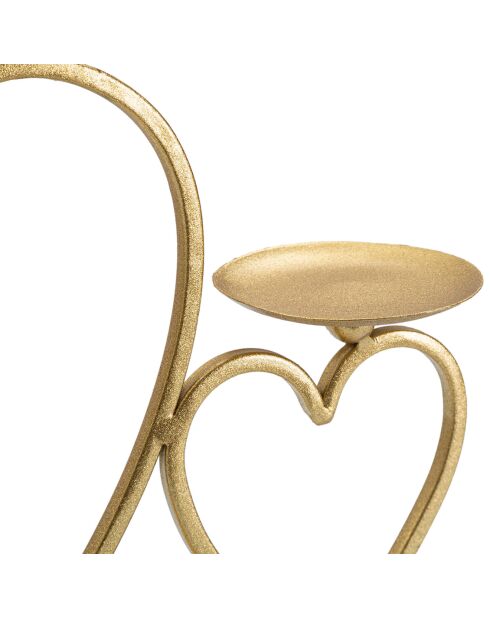 Portavelas en forma de corazón dorado/mármol - 30x9x20 cm