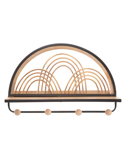 Étagère porte-manteau Oporto noir/brun - 46x15.5x30 cm