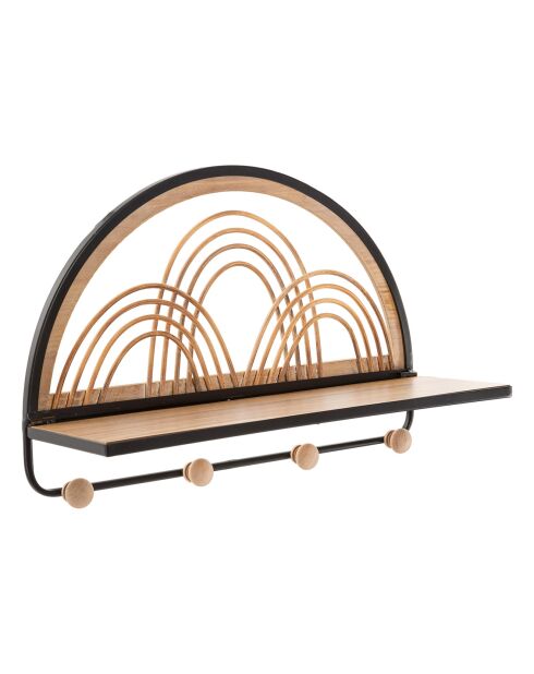 Étagère porte-manteau Oporto noir/brun - 46x15.5x30 cm