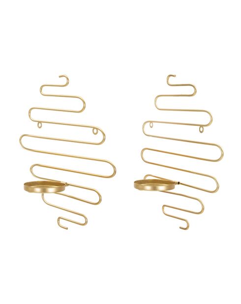 2 Bougeoirs muraux Alid dorés - 33x10x34 cm