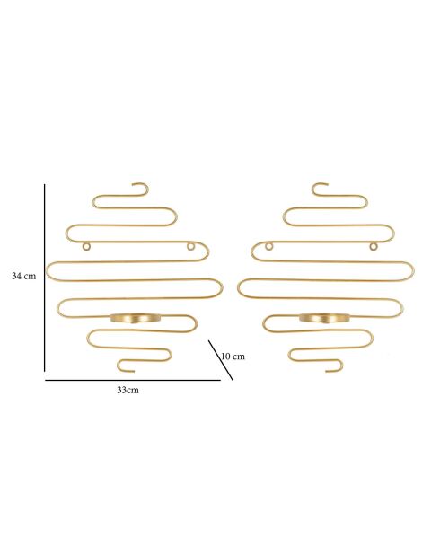 2 Bougeoirs muraux Alid dorés - 33x10x34 cm