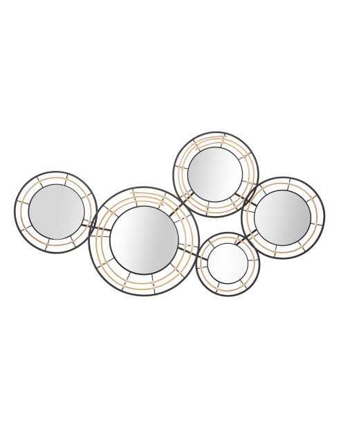 Panneau Mural En Fer Avec Miroirs Oporto noir et brun - 111x9.5x59 cm