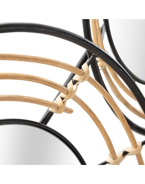 Panneau Mural En Fer Avec Miroirs Oporto noir et brun - 111x9.5x59 cm