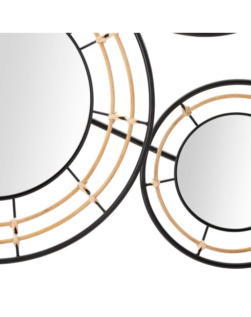 Panneau Mural En Fer Avec Miroirs Oporto noir et brun - 111x9.5x59 cm