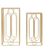 2 Porte-Plante Arty doré/argenté - 34x34x70 cm|29x29x60 cm