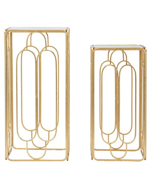 2 Porte-Plante Arty doré/argenté - 34x34x70 cm|29x29x60 cm