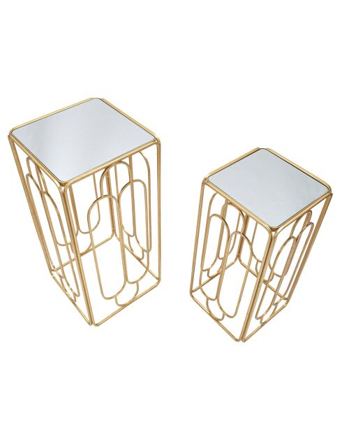 2 Porte-Plante Arty doré/argenté - 34x34x70 cm|29x29x60 cm