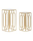 2 Porte-Plante Arty doré/argenté - 34x34x70 cm|29x29x60 cm