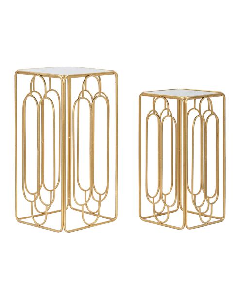 2 Porte-Plante Arty doré/argenté - 34x34x70 cm|29x29x60 cm