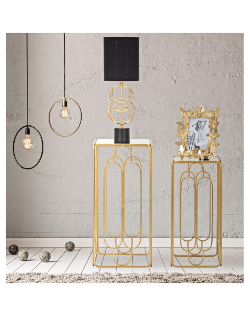2 Porte-Plante Arty doré/argenté - 34x34x70 cm|29x29x60 cm