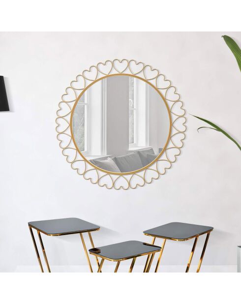 Miroir Mural Hearts doré - D.80x2.5 cm