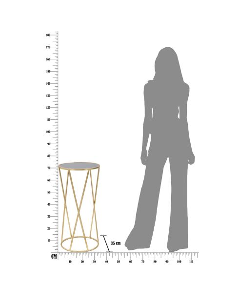 Mesa con pedestal Glam Simple, dorada, plateada y negra, 35 x 75 cm de diámetro