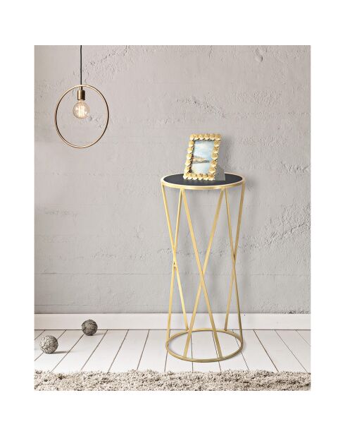 Mesa con pedestal Glam Simple, dorada, plateada y negra, 35 x 75 cm de diámetro