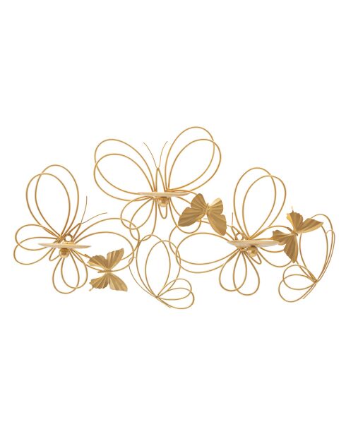 Bougeoir Mural Papillons  doré - 61x12x34 cm