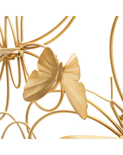 Bougeoir Mural Papillons  doré - 61x12x34 cm