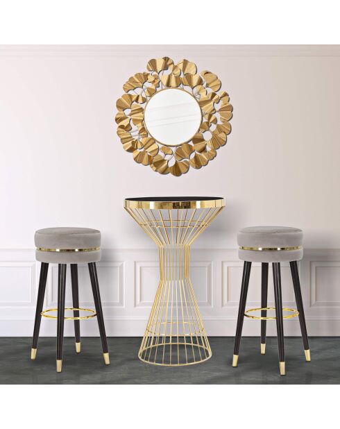 Tabouret de bar Paris doré/argenté/noir  - D.35x74 cm