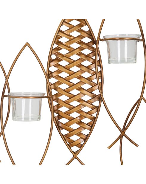 Portacandele da parete a forma di pesce multicolore - 66x9x40,5 cm