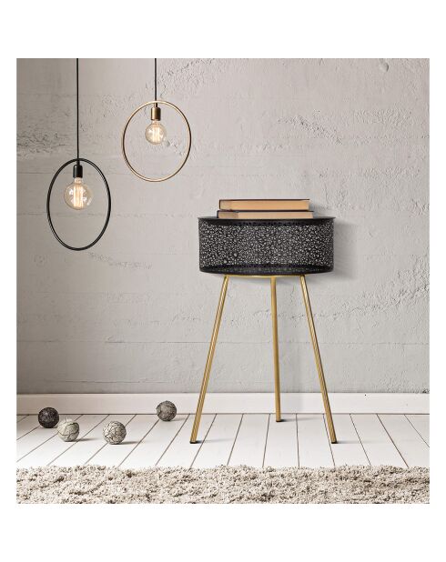 Table d'appoint Blacky doré/noir - D.40x65 cm
