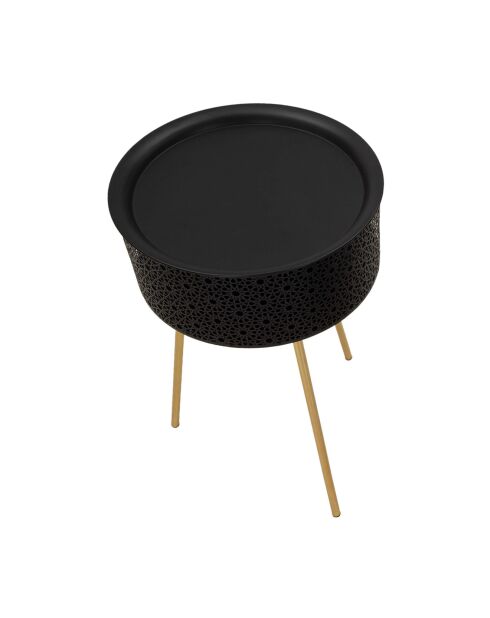 Table d'appoint Blacky doré/noir - D.40x65 cm