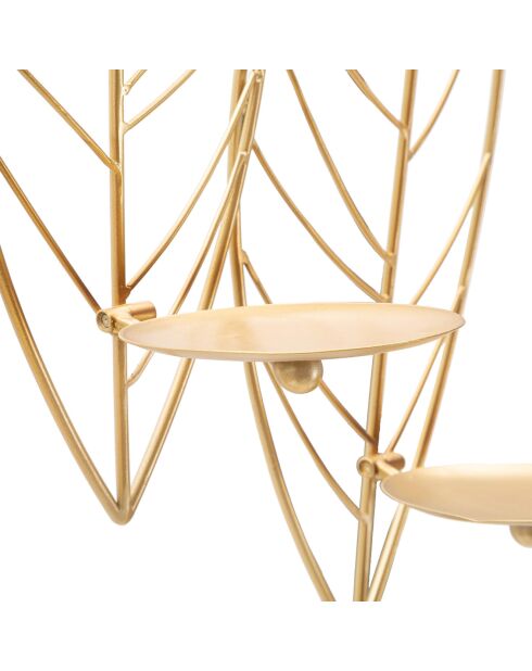 Portavelas de pared en forma de hoja dorada - 66x14x56 cm