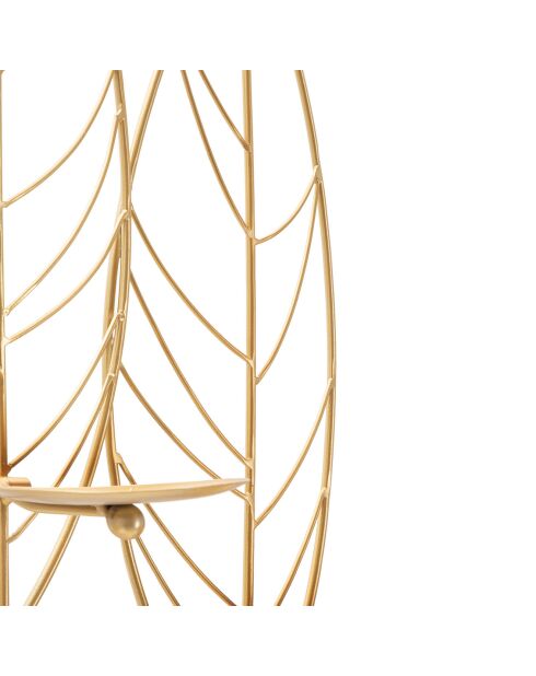 Portavelas de pared en forma de hoja dorada - 66x14x56 cm