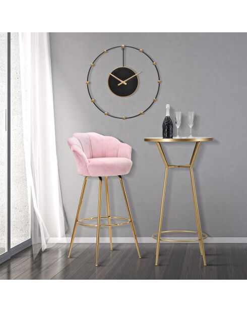 Tabouret de bar Vienne rose/doré - 55x53x110 cm