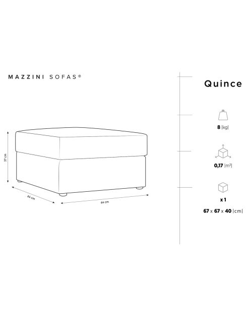 Pouf Quince gris foncé - 64x64x37 cm