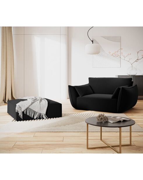 Pouf Velours Vanda noir - 100x80x36 cm