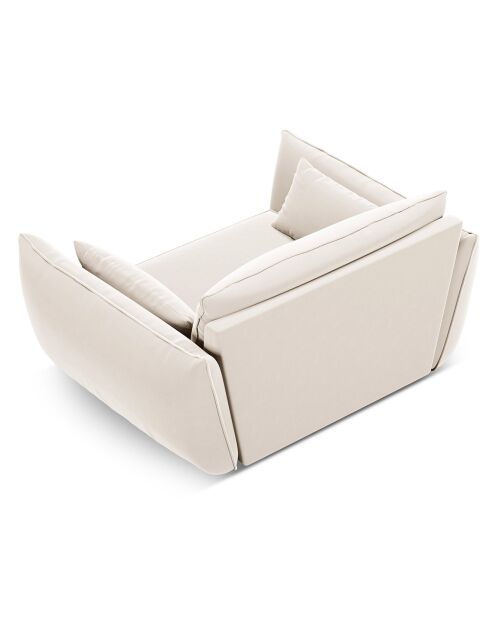 Fauteuil Velours Vanda beige clair - 128x100x85 cm