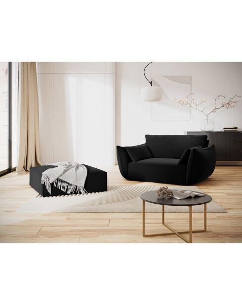 Fauteuil Velours Vanda noir - 128x100x85 cm