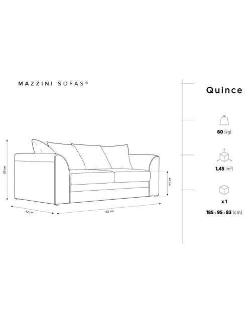 Canapé Quince 3 Places gris foncé - 182x92x80 cm