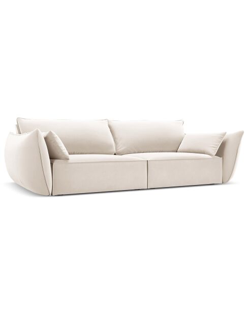 Canapé Velours Vanda 3 Places beige clair - 208x100x85 cm