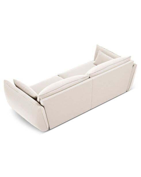 Canapé Velours Vanda 3 Places beige clair - 208x100x85 cm