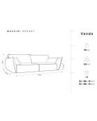 Canapé Velours Vanda 3 Places beige clair - 208x100x85 cm