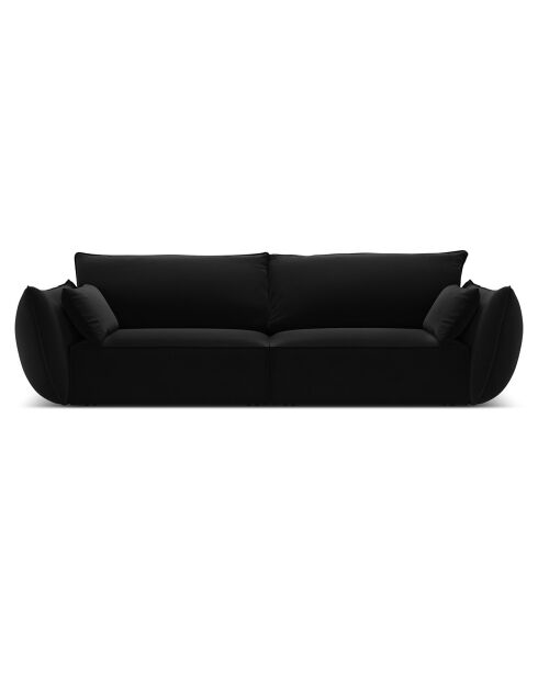 Canapé Velours Vanda 3 Places noir - 208x100x85 cm