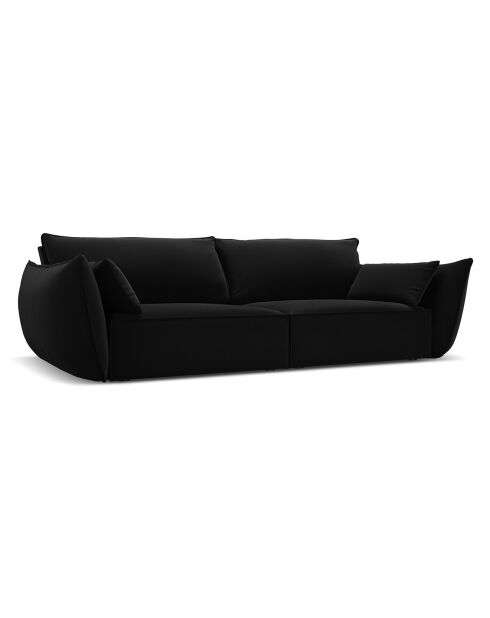 Canapé Velours Vanda 3 Places noir - 208x100x85 cm