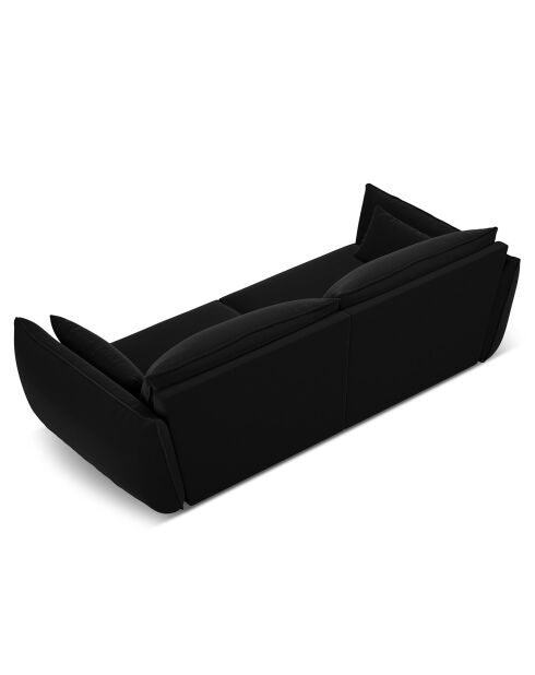 Canapé Velours Vanda 3 Places noir - 208x100x85 cm