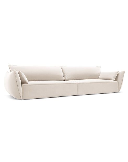 Canapé Velours Vanda 4 Places beige clair - 248x100x85 cm