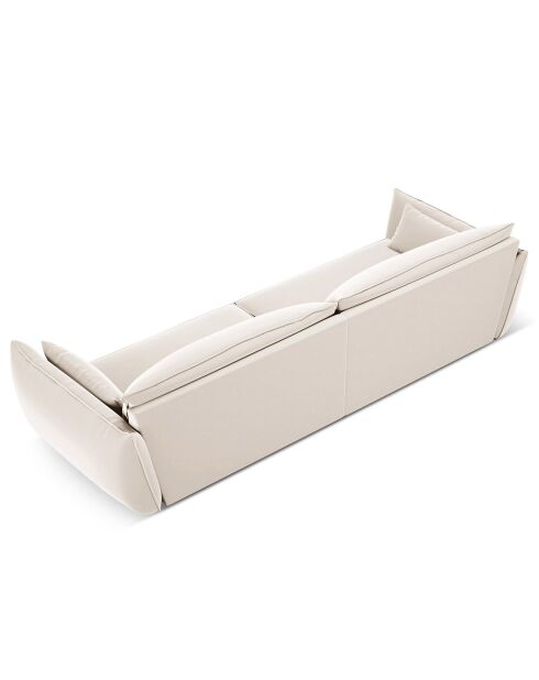 Canapé Velours Vanda 4 Places beige clair - 248x100x85 cm