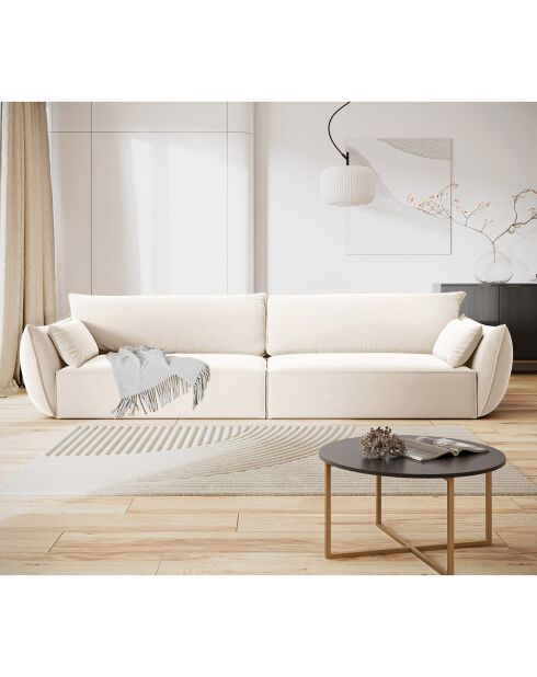 Canapé Velours Vanda 4 Places beige clair - 248x100x85 cm
