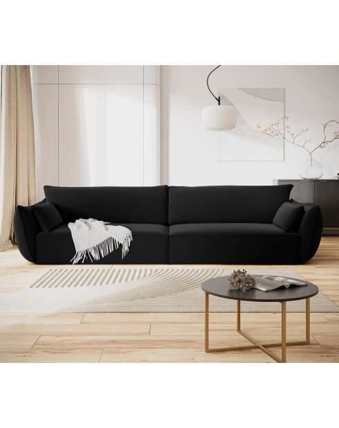 Canapé Velours Vanda 4 Places noir - 248x100x85 cm