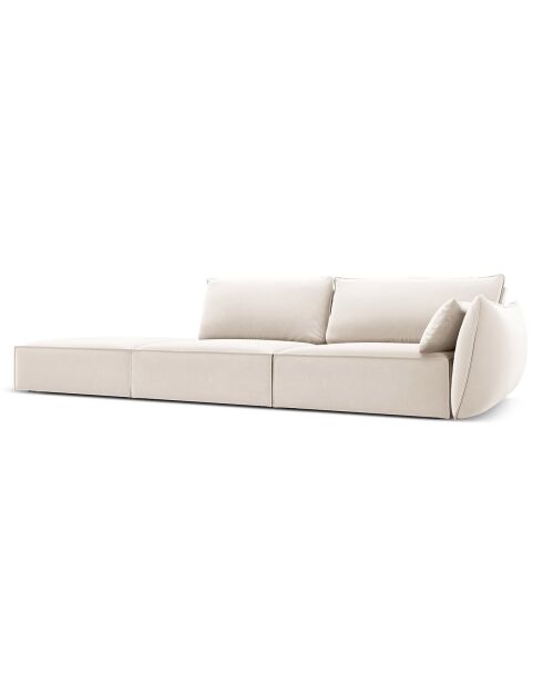Canapé droit  Velours Vanda 4 Places beige clair - 286x100x85 cm