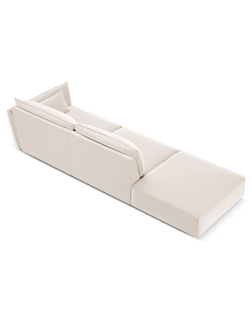 Canapé droit  Velours Vanda 4 Places beige clair - 286x100x85 cm